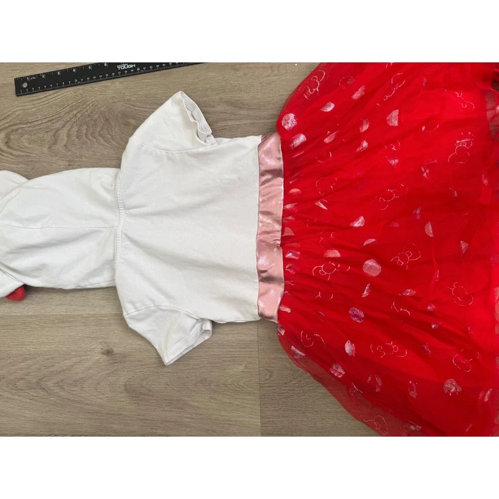 Hello Kitty Sanrio Girls Hooded Tulle Dress White Red Size XS 4/5